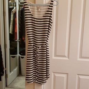 Loft Black and white striped dress